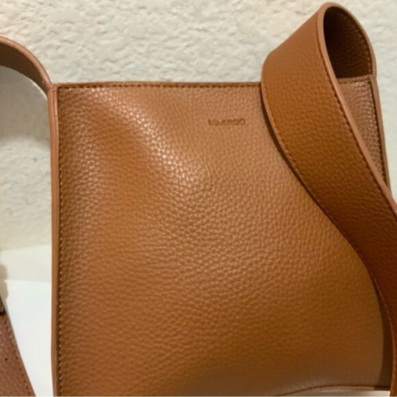 Anthropologie Remi And Reid Vegan Leather  Brown  Crossbody Bag top zip - Picture 6 of 16